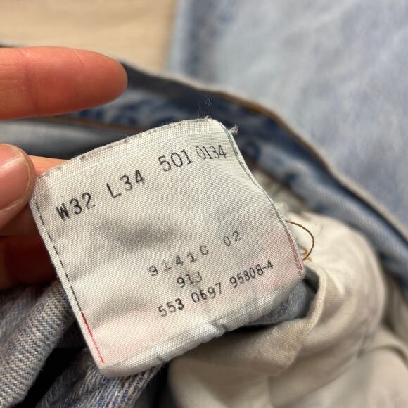 Vintage 90s Levi's 501 Straight Leg Jeans 30x27 Raw Hem Made in USA - Picture 10 of 11